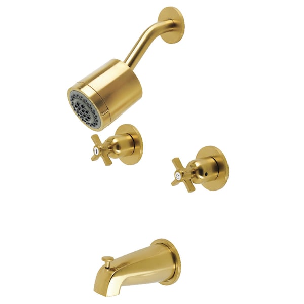 Tub and Shower Faucet, Brushed Brass, Wall Mount